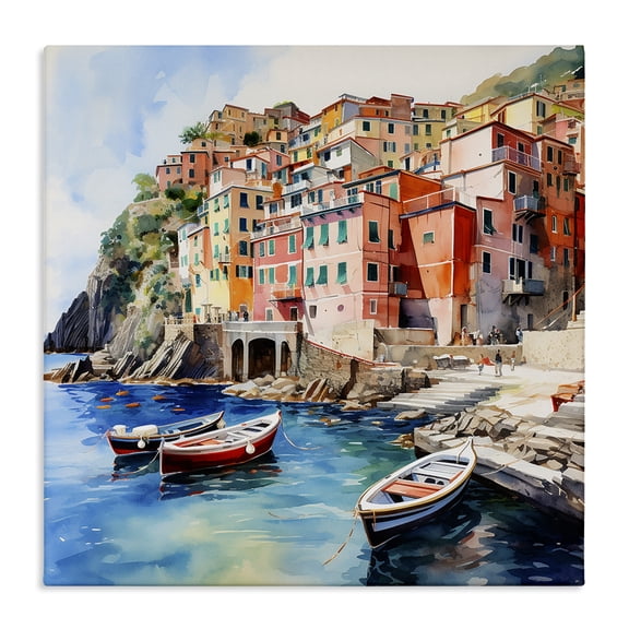 Stupell Industries Traditional Cinque Terre Boats Canvas Art, 30 x 30, by LSR Design Studio