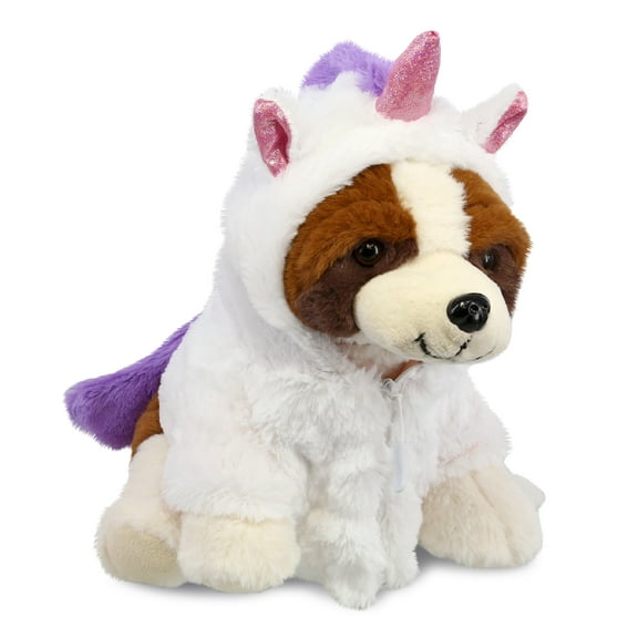 DolliBu St. Bernard Dog Unicorn Plush Stuffed Animal Toy - Super Soft Dogcorn Dress Up with Removable Unicorn Plush Outfit, Cute Fantasy Gift - 8 Inches