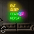 thumbnail image 4 of C-CRAFT Eat Sleep Read Repeat Neon Led Light Sign 25 inch for Book Store Bedroom Wall Decor, 4 of 5