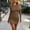 Coffee, variant on Women Crew Neck Long Sleeve Drawstring Side Slit Mini Bodycon Dress Club Night Party Slim Casual Dress Khaki S