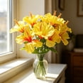 thumbnail image 4 of Realistic 5 Heads Silk Hibiscus Flowers for Home Decor - Maintenance-Free Artificial Bouquet for Living Room, Wedding Centerpiece, Flexible Stems, Perfect Gift Yellow, 4 of 7