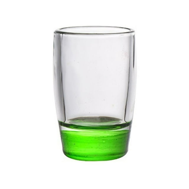 Vaso de chupito con base de color, 1,5 oz. Vasos transparentes de base gruesa for whisky, tequila, vodka, licores y aguardientes.