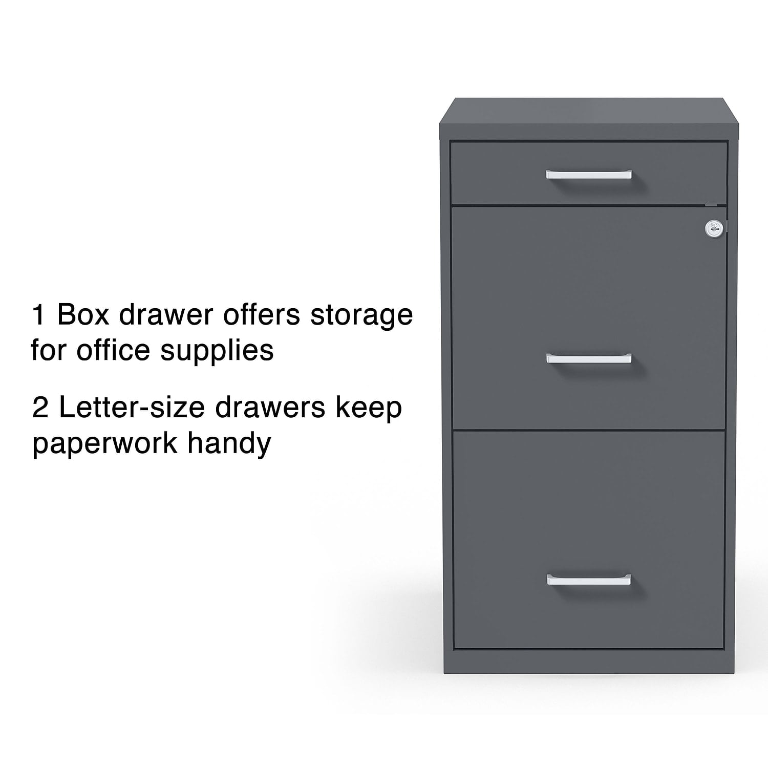 Staples 3-Drawer Vertical File Cabinet Locking Letter Charcoal 18"D (18606) ST52154-CC