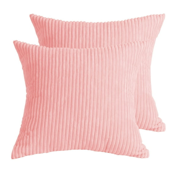PiccoCasa 2Pcs Square Decorative Throw Pillowcases Cushion Covers, 18" x 18" Pink