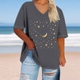 thumbnail image 2 of Sexlip Womens Swimsuit Set Moon Star Print Cover Up Design V Neck Short Sleeve Loose Silhouette Breathable Fabric for Casual Beach Days Gray L, 2 of 4