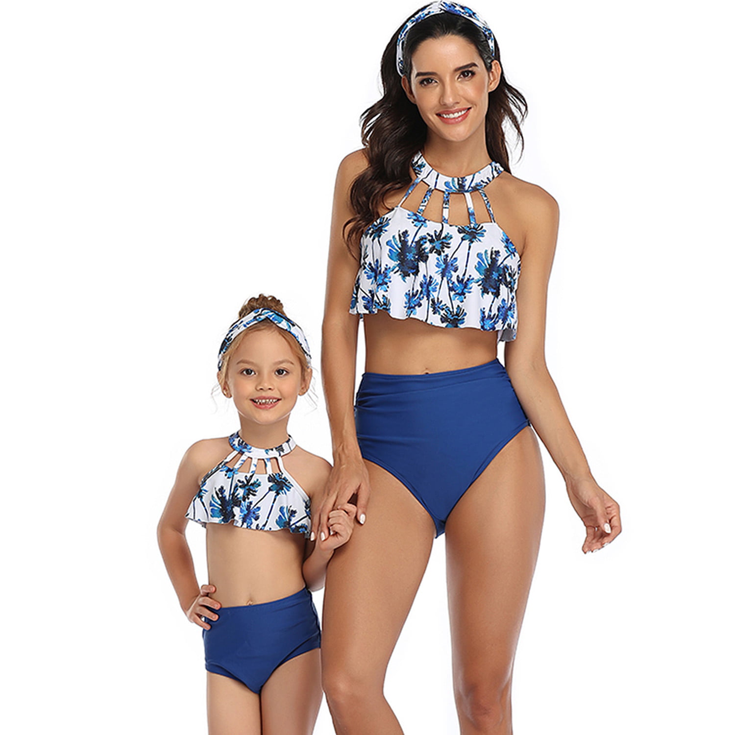 Girls Floral Swimwear Swimsuit Halter+Tutu Skirt+Briefs Swim Dress Set Beachwear 