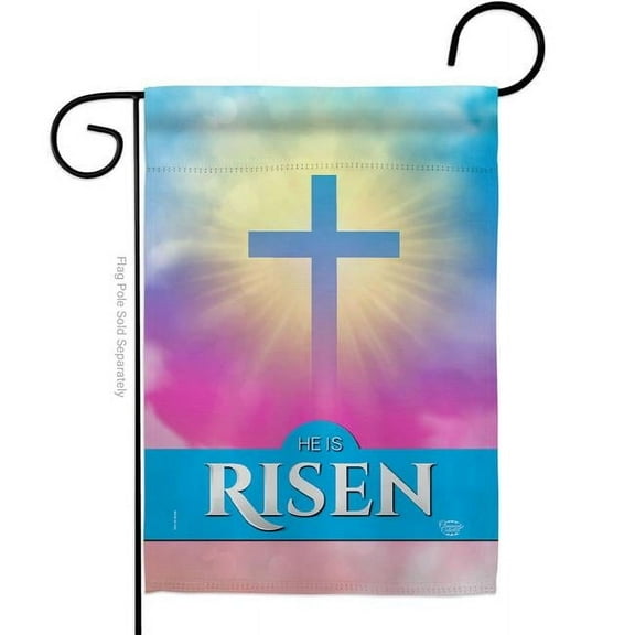 Ornament Collection G190076-BO He is Risen Religious Faith Double-Sided Decorative Garden Flag, Multi Color