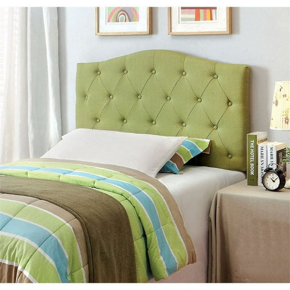 Furniture of America Saira Fabric Twin Tufted Headboard in Green