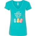 thumbnail image 3 of Inktastic Easter Hangin' with My Peeps Women's V-Neck T-Shirt, 3 of 5