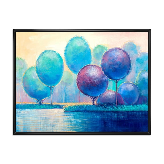 Designart 'Ornamental Colourful Trees V' Modern Framed Canvas Wall Art Print