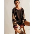 thumbnail image 4 of Women Oversized Cotton Long Sleeve Shirts Tops Star Crewneck Pullover Y2K Fall Winter Grunge Clothes Brown Star XXL, 4 of 6