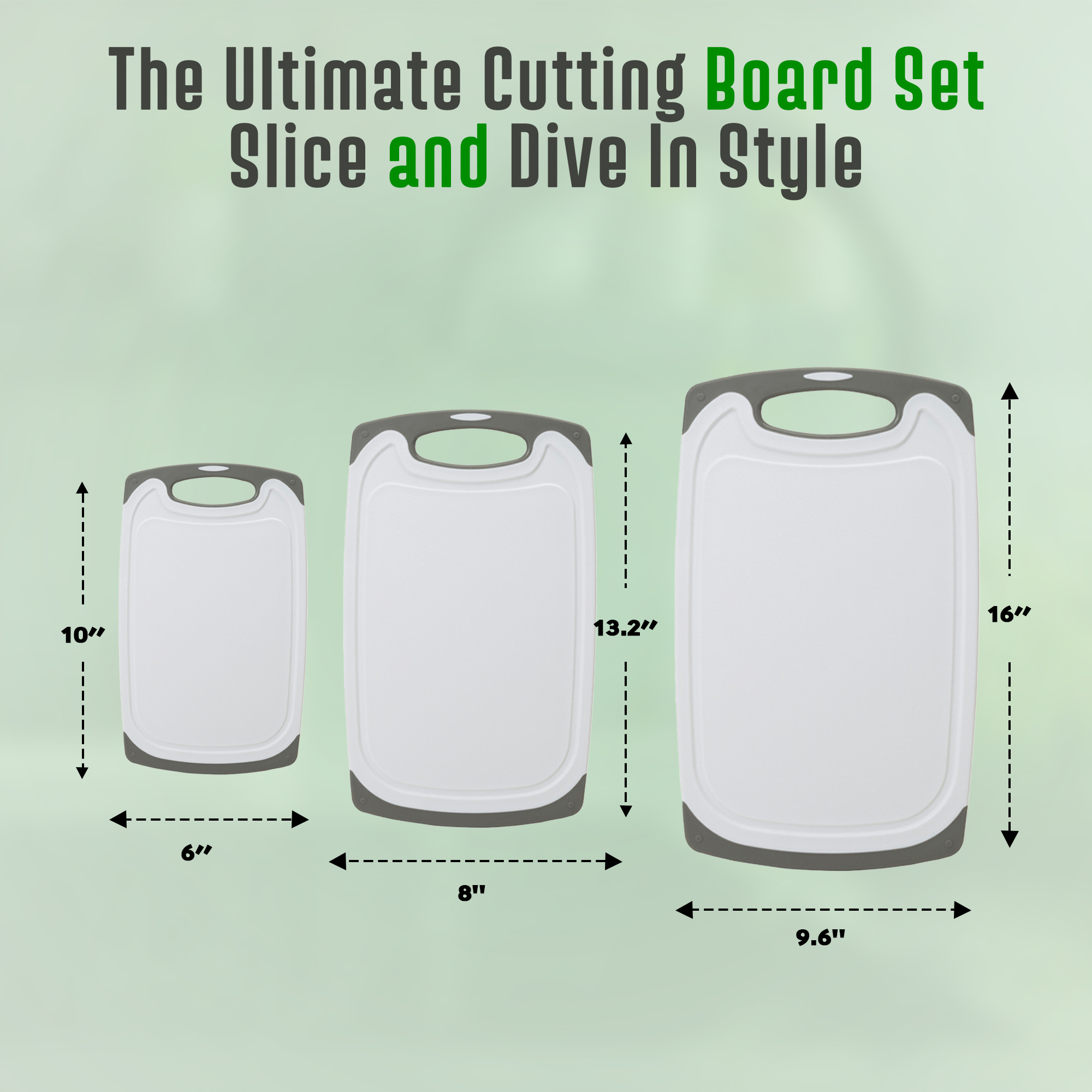 Kitchen Cutting Board, 16 inch XL Chopping Board, 100% BPA-Free, Dishwasher Safe, 3 Pack
