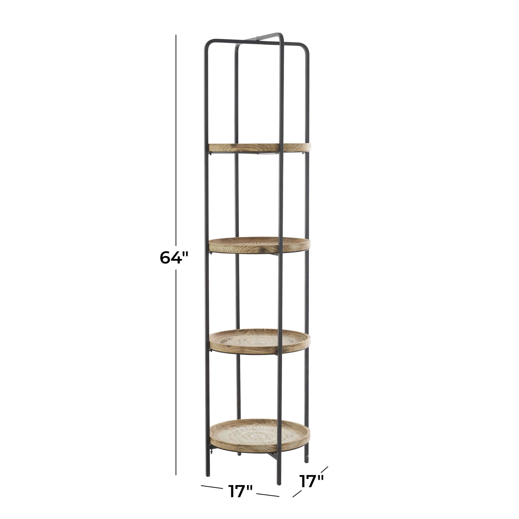 DecMode 17" x 64" Brown Wood 4-Tier Shelving Unit, 1-Piece