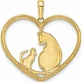 thumbnail image 3 of 14K Yellow & Rhodium And White Diamond-Cut Cat Kitten In Heart Pendant (28.2 X 28) Made Peru -Jewelry By Sweet Pea, 3 of 7