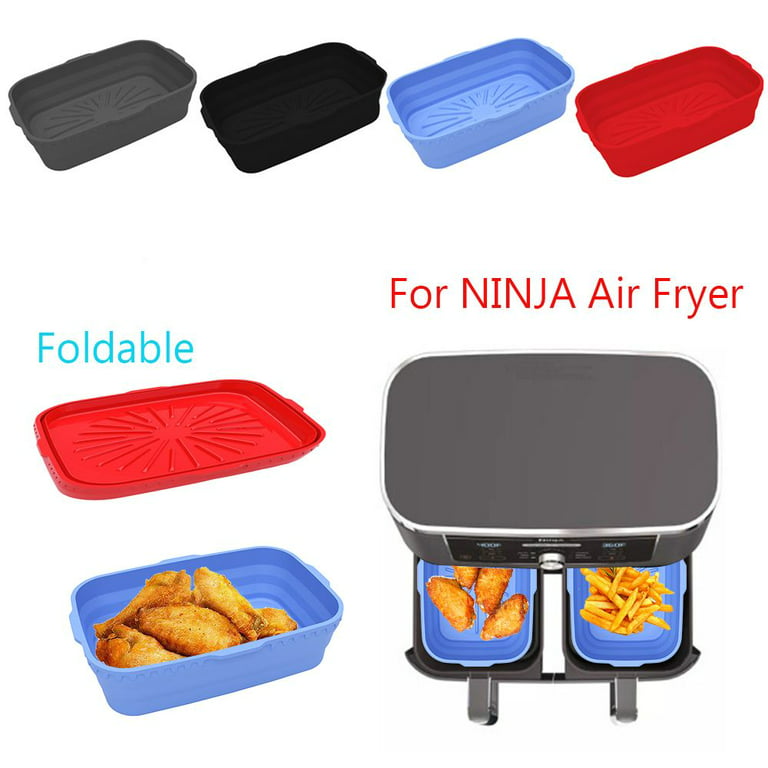 Square Replacement Tray Cooking Heating Baking Pan Silicone Pot for Ninja Air Fryer Baking Basket Red