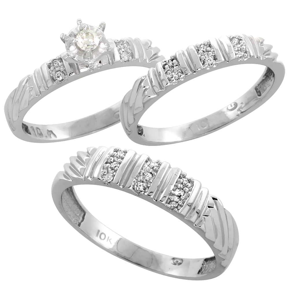 Gabriella Gold 10k White Gold Diamond Trio Wedding Ring