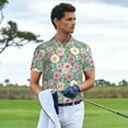 thumbnail image 5 of Balery Rose Flowers Printed Men’s Short Sleeve Polo Shirt, Midweight Men's Shirt,Golf Polo shirts -X-Large, 5 of 8