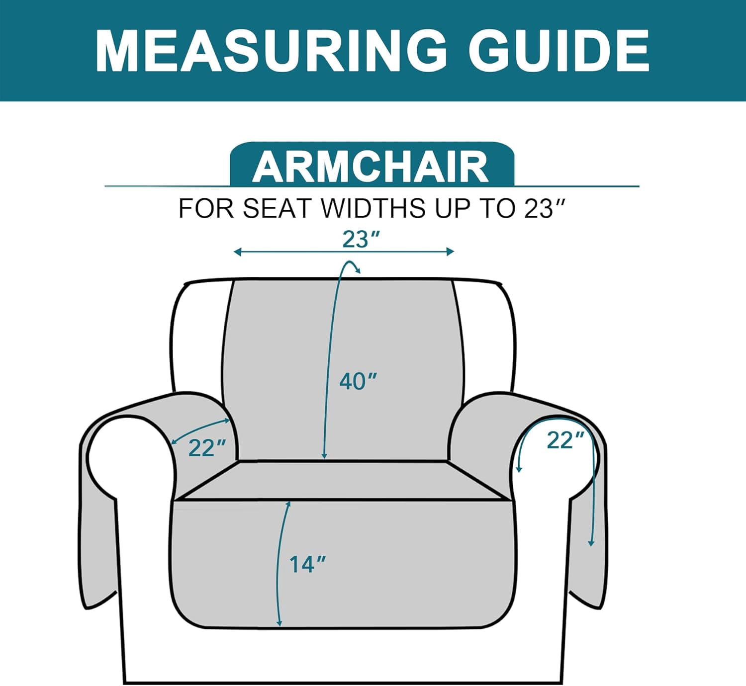 Recliner Chair Covers, 100% Waterproof Sofa Covers Chair Cover Slipcover Couch Protector Triple Non-Slip Sofa Slipcover for 1 Cushion Furniture Protector for Pets, Kids, Dog (23", Dove Gray)