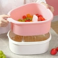 thumbnail image 4 of Fruit Cleaner Spinner, Portable Fruit Scrubber With Lid and Brush, Large Capacity free Drain Double Basket, Hand with Layer, 4 of 9