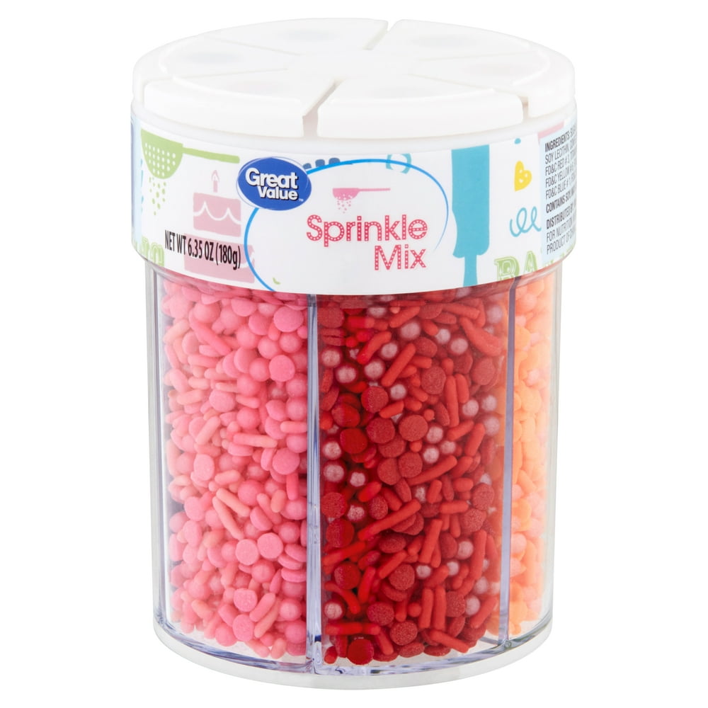 Great Value Red/Pink/Purple/Blue/Green/Orange Sprinkle Mix, 6.35 oz