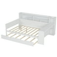 thumbnail image 4 of Generic Wooden Full Size Daybed with Storage Shelves, Multi-functional Bed with Twin Size Trundle Bed and Study Desk, Antique White, 4 of 9
