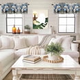 thumbnail image 4 of Vintage Floral Valance Curtain White Blue Rose Hydrangea Leaf Oil Painting Window Valances Rod Pocket Short Curtains Window Treatments for Kitchen Bedroom Bathroom Laundry 42" x 18", 4 of 9