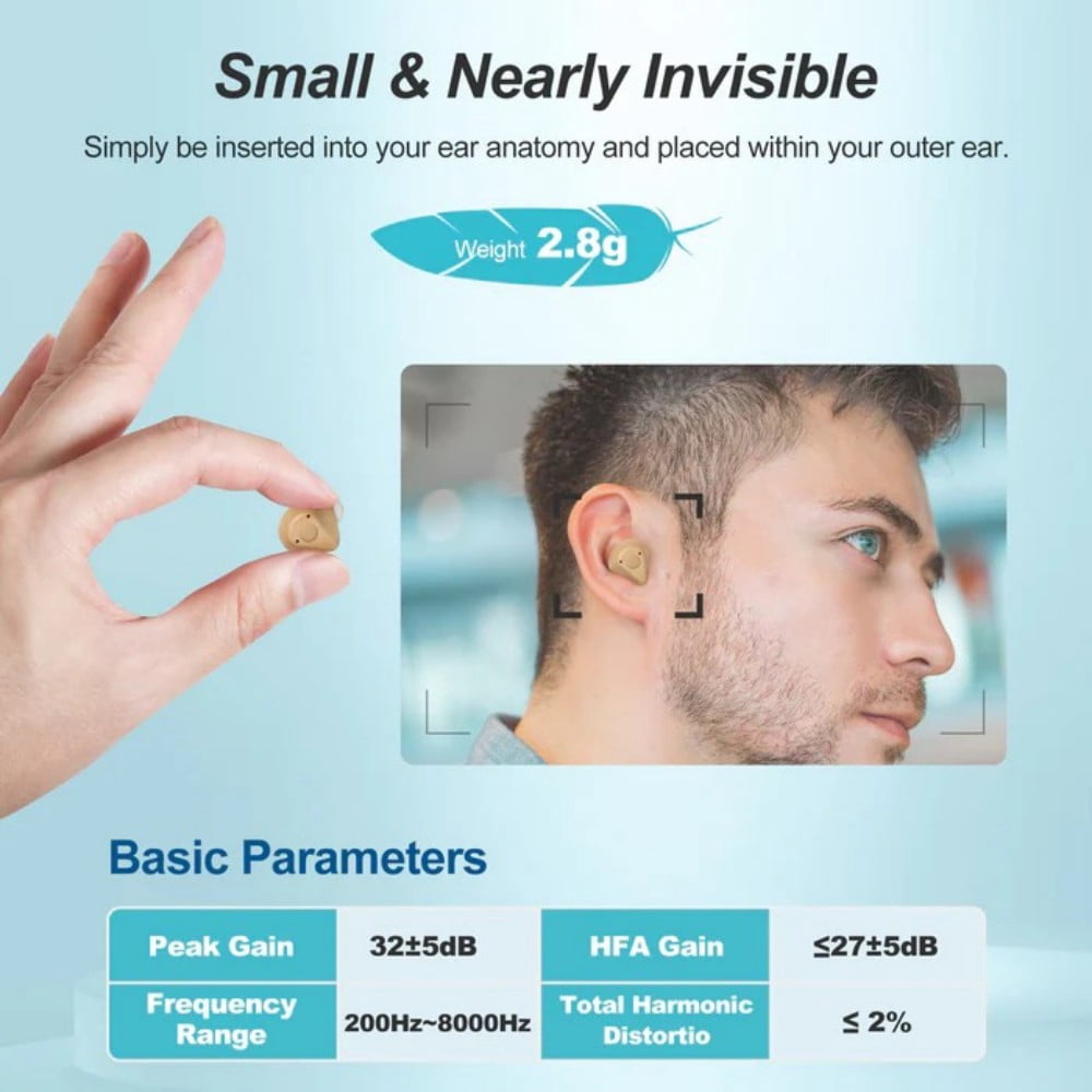AuyeeSnc OTC Digital Hearing Aids Rechargeable with Memory Function, Noise Reduction and Easy Button Operation, Compact Design for Seniors and Adults with Hearing Loss