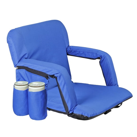 WSSYzyzf Blue Reclining Stadium Seat, Padded Bleacher Chair with Adjustable Armrests and Back Support, Portable for Sporting Events, Concerts, and Outdoor Activities