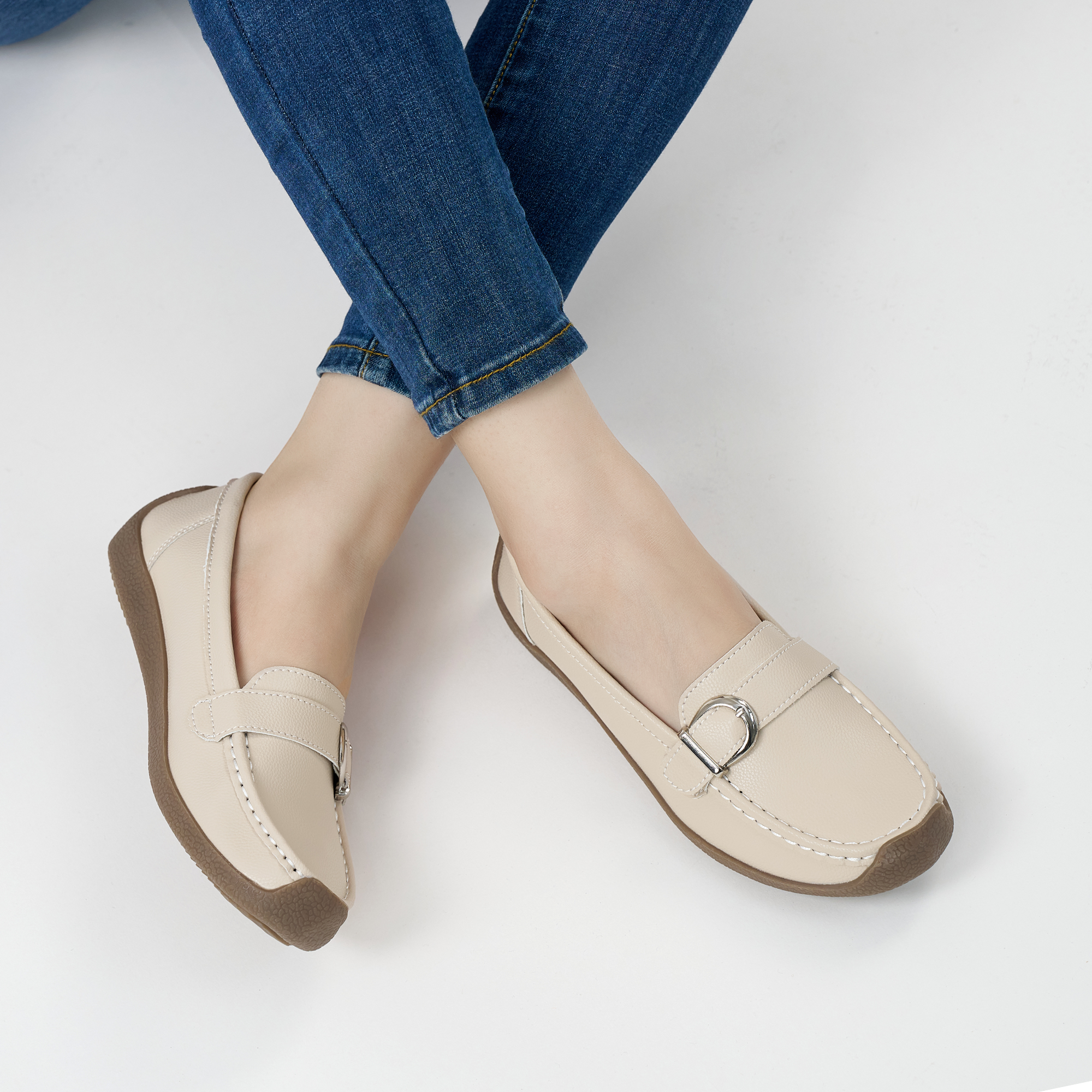 Ecetana Women's Leather Loafers Slip-On Dress Flats photo 8
