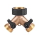 thumbnail image 1 of Adaptador de grifo de agua de latón, conector de manguera 3/4 en forma de Y de 2 vías para riego de jardín (estándar americano), 1 of 14
