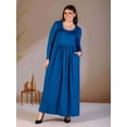thumbnail image 2 of Plus Size Empire Waist Pleated Pocket Maxi Dress, 2 of 10