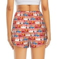 thumbnail image 4 of Uemuo Cartoon with Traffic Elements Pattern Women's Athletic Shorts High Waisted Running Shorts with Liner Pockets Gym Elastic Workout Shorts-, 4 of 9