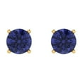 thumbnail image 3 of 1.5 Ct Round Cut Studs Blue Tanzanite 18K Yellow Solid Solid Gold Everyday Dainty Earrings Push Back, 3 of 7