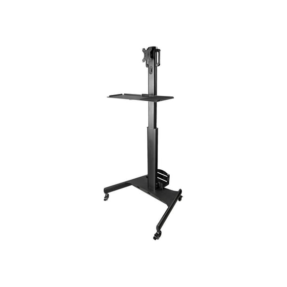 StarTech.com Mobile Workstation Cart with Monitor Mount, CPU/PC Holder, Keyboard Tray, Ergonomic Height Adjustable Desktop Computer Cart, Rolling Mobile Standing Workstation on Wheels - Portable Stand-Up Cart - Cart - for LCD display / PC equipment - steel - black