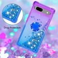 thumbnail image 4 of Clear Case for Google Pixel 7a with Kickstand for Girls Women, Liquid Glitter Sparkle Bling Cute Case Gradient Quicksand Cover for Google Pixel 7a JB Purple Navy, 4 of 15