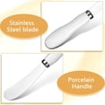 thumbnail image 4 of Butter Spreader Knife Wide Blade Stainless Steel Spreader Knife with White Porcelain Handles Multipurpose Cheese Butter Spreader Knives for Kitchen Use 5.74 Inch (4), 4 of 7