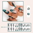 thumbnail image 2 of 96pcs Press on Nails Purple, Blue, Green Gradient Glitter Nail Art Gold Foil Leaves Ins Style,Drop-Shaped and Medium Square-Shaped,Full Cover Removable Fake Nails on Daily and Party for Women Girls, 2 of 10