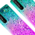 thumbnail image 4 of Compatible for Sony Xperia 1 II Case with Tempered Glass Screen Protector SOGA Diamond Liquid Quicksand Cover Cute Girl Women Phone Case - Teal / Purple, 4 of 5