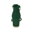 thumbnail image 2 of BLISSFUL STEP Women's Shoes Open Toe Mid Block Heel Ankle Strap Faux Suede Sandals Emerald Green 9, 2 of 7