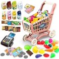thumbnail image 1 of El juego de carrito de la cora para niños iluye 78 accorios de tienda de comtibl, alimentos, frutas, verduras (rojo), 1 of 5
