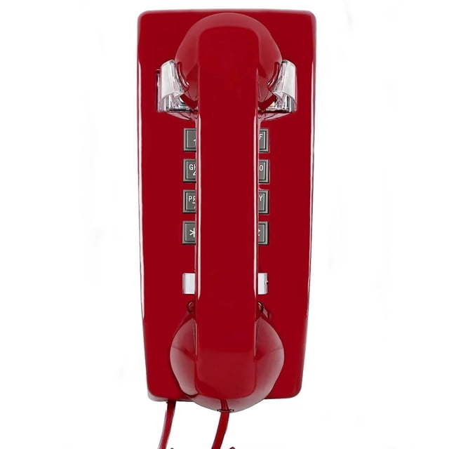 Teléfono de Pared Retro con Cable Montaje en Pared Rojo