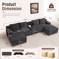 thumbnail image 5 of Muumblus 140" Oversized Modular Sectional Sofa with Storage Console & 2 Ottomans, U-Shaped Boneless Cloud Couch for Living Room, Gray Corduroy, 5 of 5