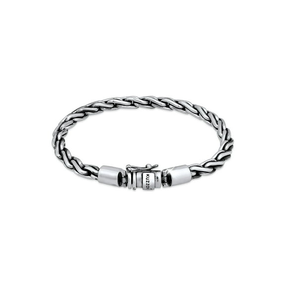 KUZZOI 0.23" Men 925 Sterling Silver Twisted Curb Bracelet 6.69-8.27 inch