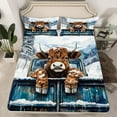 thumbnail image 2 of Manfei Cute Highland Cow Twin Sheet Sets,Rustic Farmhouse Cabin Twin Fitted Sheet,Brown Cattle Flat Sheet For Girls Kid,Breathable Home Decor,3 Pieces, 2 of 7