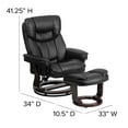 thumbnail image 5 of Emma + Oliver Multi-Position Recliner/Curved Ottoman - Swivel Wood Base in Black LeatherSoft, 5 of 13