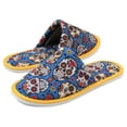 thumbnail image 2 of Chochili Men Mexican Skull Home Slippers Blue White Lightweight Silent Walk Size 8 to 10, 2 of 3