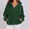 thumbnail image 2 of Fashion Plus Size Pullover Hoodie for Womens Zip Up Fuzzy Fleece Hoodie Oversized Sweatshirt Cozy Button Sweater Pullover With Pocket, 2 of 5