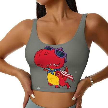 Sports Bras For Women  Dinosaur Super Hero Cartoon Workout Crop Tank Tops  U Back Sports Bra Athletic Tops