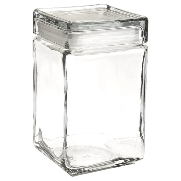 Oneida 85588R Stackable Square Glass Jar w/Glass Lid, 1.5 qt, Clear (Case of 4)