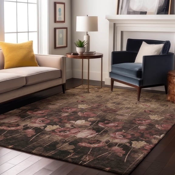 Addison Rugs Mayfield Premium Machine Washable Transitional Floral Taupe Rectangle Rug, 10' x 14'